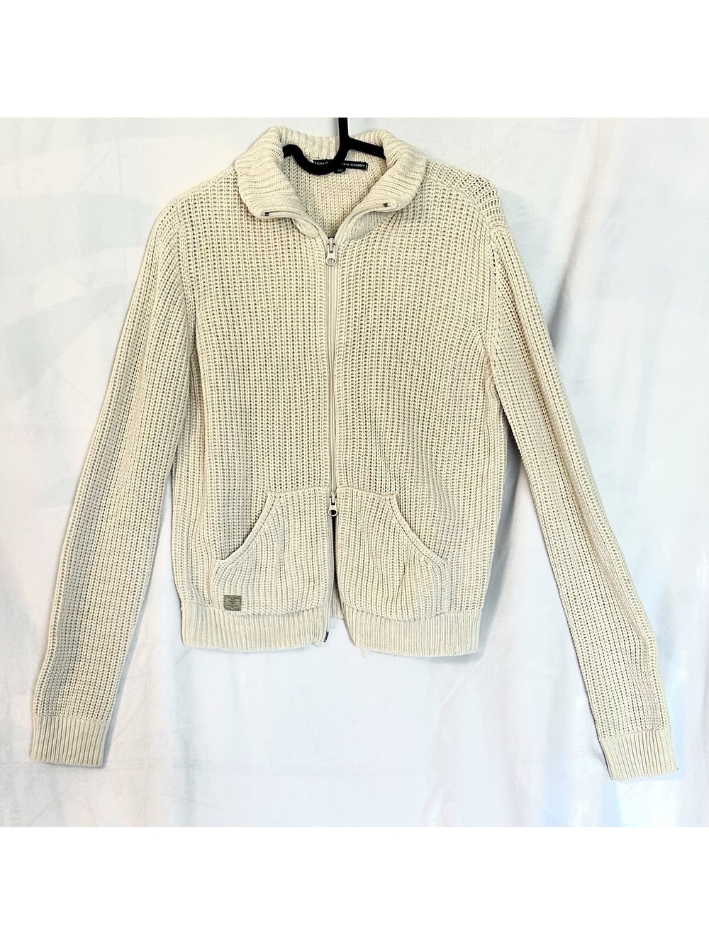 Ralph Lauren Women's Knit Ivory Full Zip Cardigan Sweater Medium